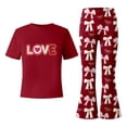 thumbnail image 6 of Gaexia Girls Two Piece Outfits,Valentine's Day Girls Outfit Cute Bow Heart Print Short Sleeve Top With Flare Leg Pants Toddler Two Piece Matching Fashion Clothes,7-8 Years, 6 of 6