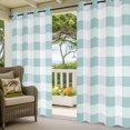 thumbnail image 5 of Outdoor Curtains for Patio Waterproof, Aqua Plaid Windproof Pravicy Outside Porch Blackout Curtain, Spring Summer Farmhouse Buffalo Checkered Sun Blocking Grommets Curtains for Cabana Gazebo 54"x84", 5 of 9