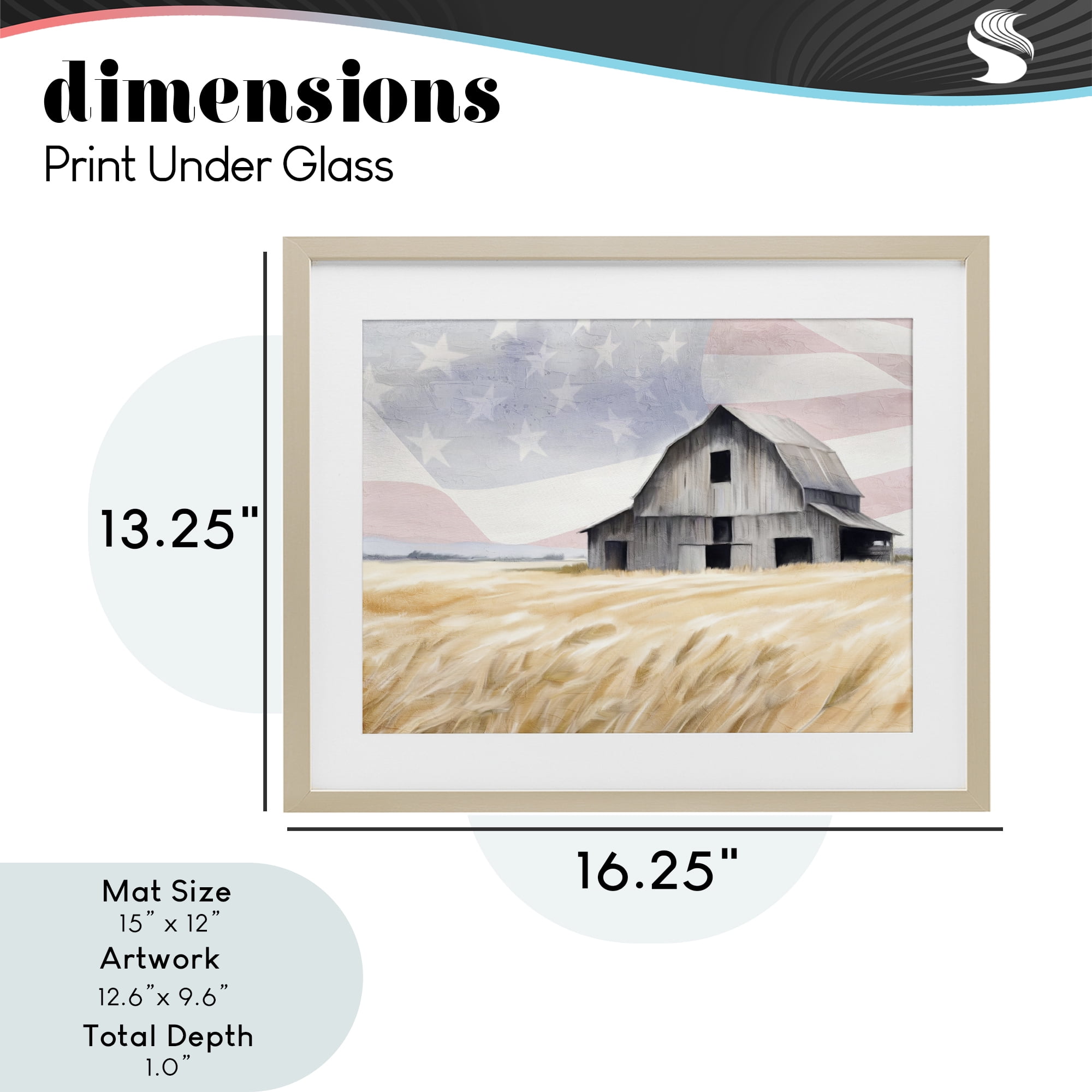 Stupell Industries Amber Waves of Farmland Birch Framed Print Under Glass, design by Kim Allen