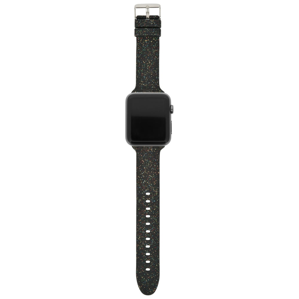 Accutime Smart Watch replacement straps Silvertone Glitter Black