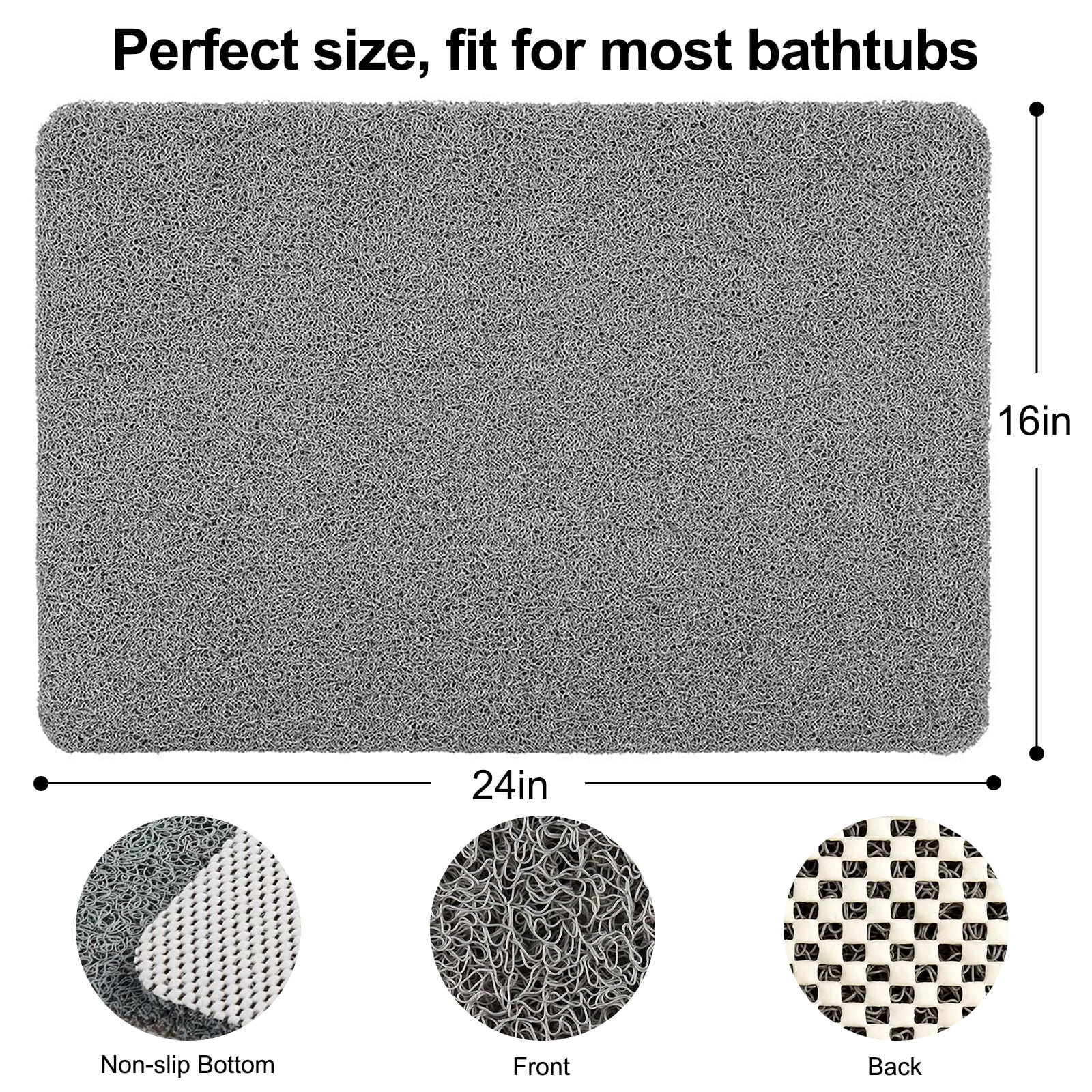 Shower Mat, Non Slip Bath Mats For Textured Tub,23.635.4 Inch, Pvc Loofah  Shower Stall Mats For Bat