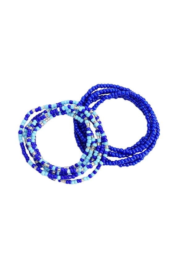 2Pcs Waist Bead Chains Bohemian Belly Bead Body Chain for Summer Party Women Navy Blue