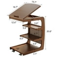 thumbnail image 3 of KASLANDI C Side Table with Storage, Small 4-Tier End Table with Wheels, Walnut Wood Couch Table Adjustable Top, Living Room, 3 of 10