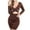 Coffee, variant on Women's Bodycon Mini Dress Long Sleeve V-Neck Short Dress Cutout Ruched Mini Club Party Dresses S-169 Red-a L