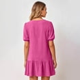 thumbnail image 3 of Women's Summer Puff Sleeve Mini Dress, Casual Crewneck Ruffle Hem Babydoll Dress, Loose Fit Tiered Shift Sundress, 3 of 4