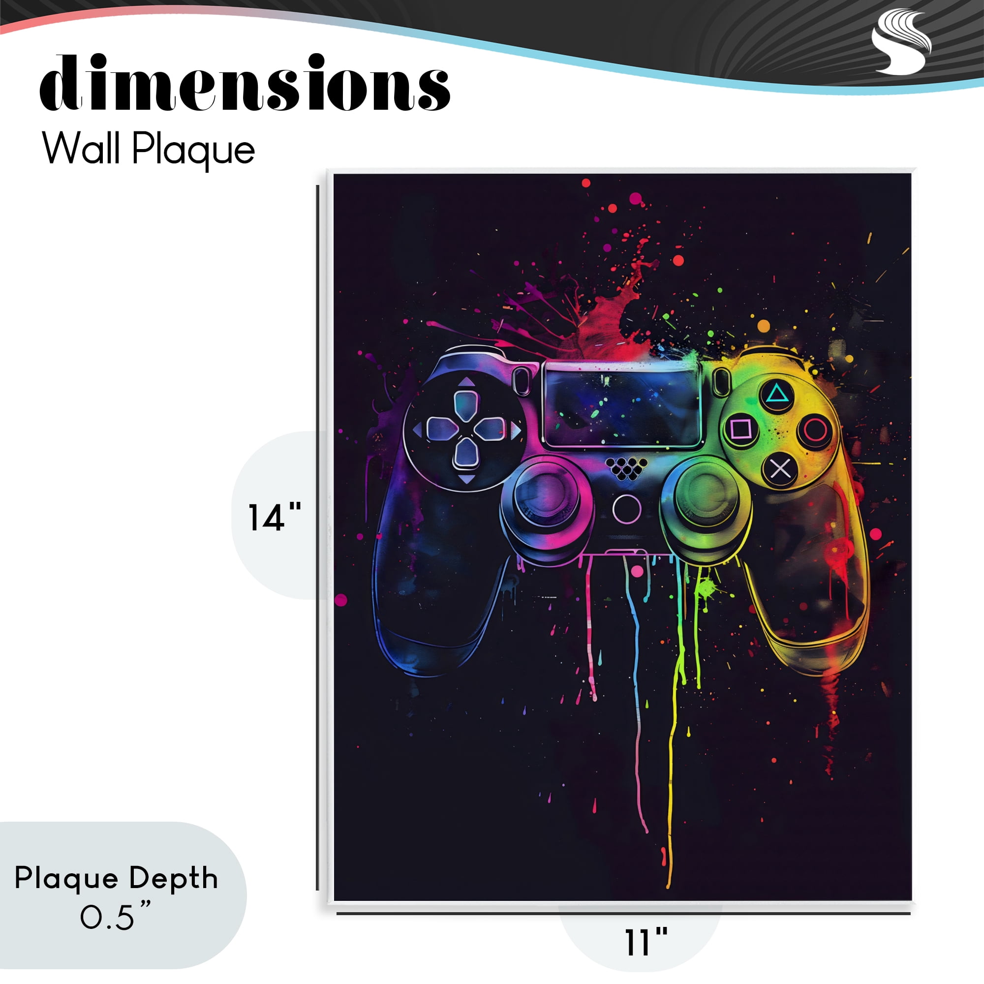 Stupell Industries Rainbow Glow Gaming Controller Wall Plaque Art, design by Creative Studio