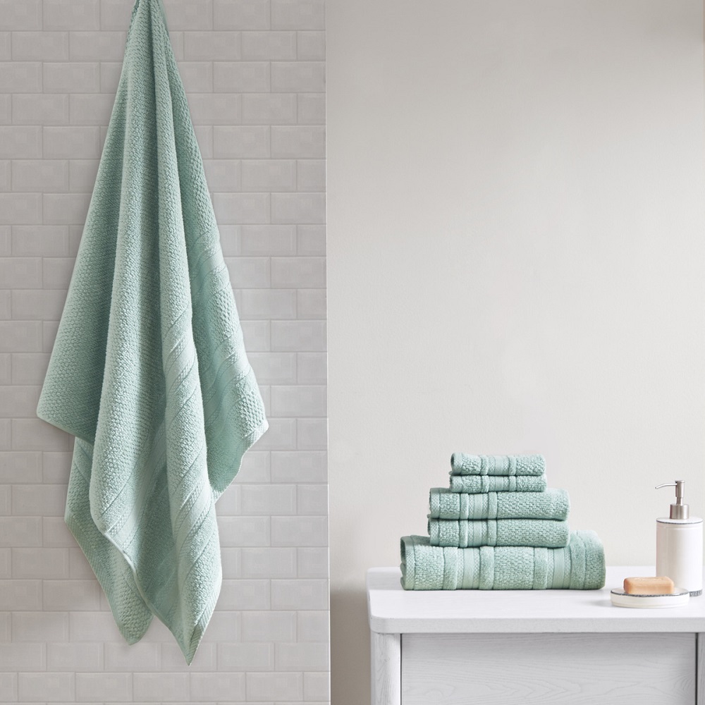 Super Soft Cotton Quick Dry Bath Towel 6 Piece Set  Seafoam