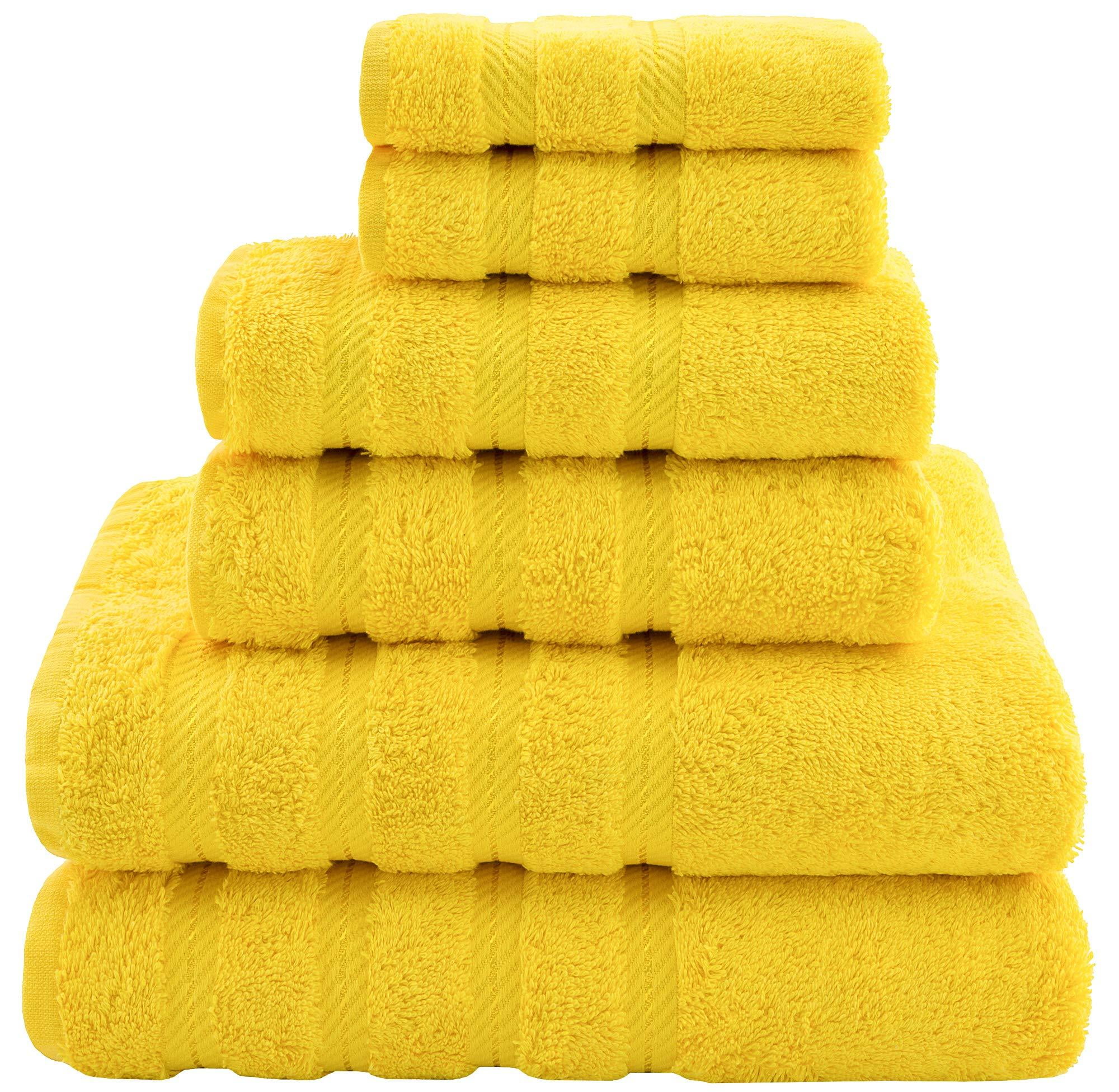 American Soft Linen Bath Linen Set (6 Pc Towel Set, Yellow) 6 Pc Towel