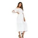 thumbnail image 1 of Vestido largo maxi para mujer, con hombros descubiertos, encaje, mangas acampanadas, elegante vestido de fiesta de noche bohemio blanco, 1 of 6
