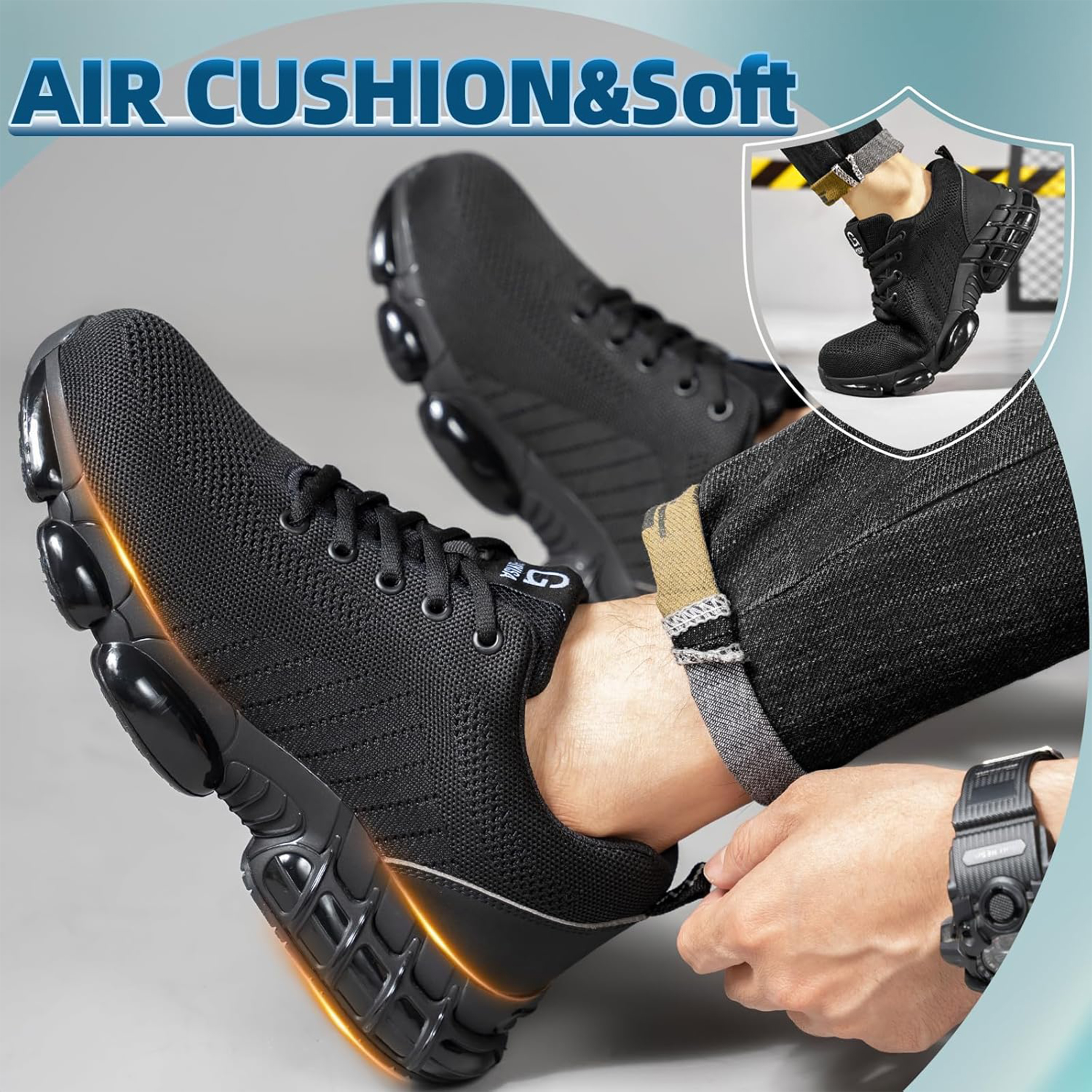 XQJ Steel Toe Work Shoes Lightweight Safety Sneakers photo 7