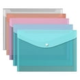 thumbnail image 2 of D-GROEE 5Pcs Clear Document Folders Transparent Filing Envelopes Waterproof Plastic Envelopes File Holder Filing Document Envelope with Snap Button Closure for A4 Letter Paper Size, 2 of 8