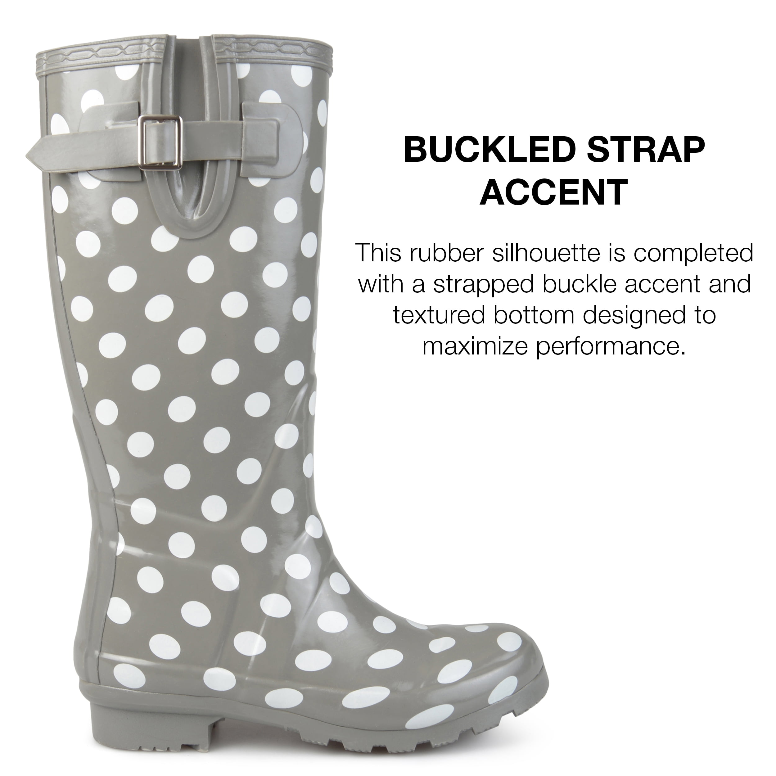 Women's Journee Collection Mist Mid Calf Rain Boot Dot Rubber 5.5 M