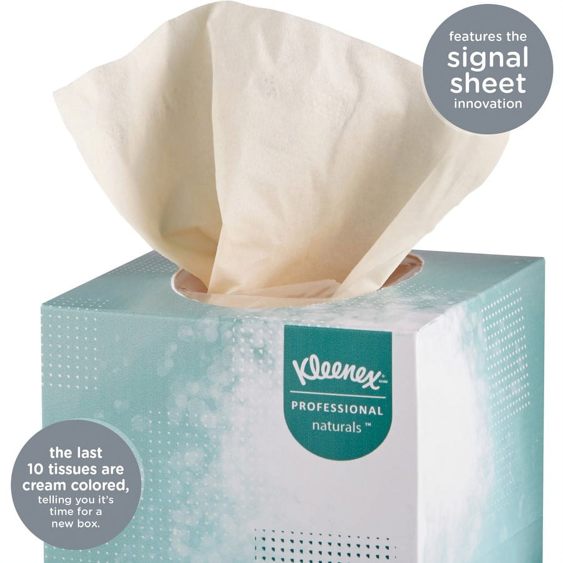 Kleenex Naturals Facial Tissue - 8" X 8.40" - White - Virgin Fiber, Fiber - Soft - For Restroom - 95 Per Box - 36 / Carton