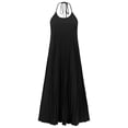 thumbnail image 2 of Womens Maxi Dress Ruffle Sleeveless V Neck Summer Beach Holiday Sundress Casual Long Dress Black XL, 2 of 6