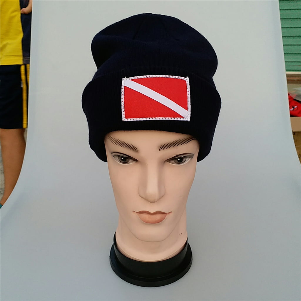 Scuba Diving Kayak Surf Snorkeling Beanie Hat Cap with Dive Flag Embroidery 