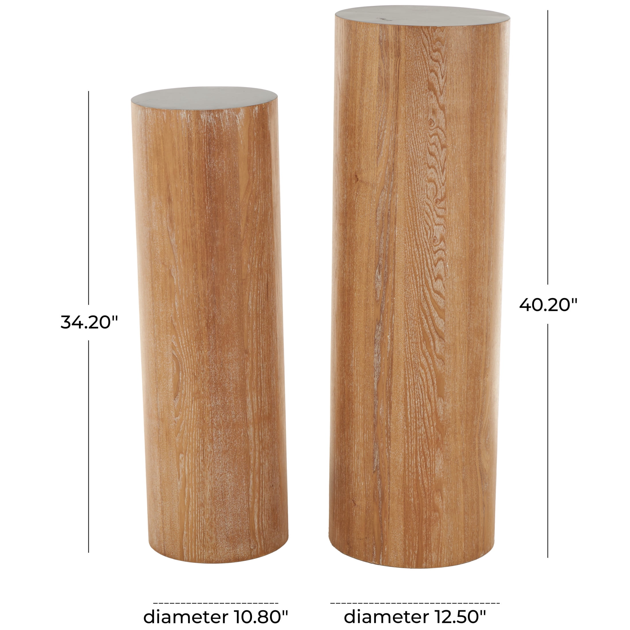 DecMode 40", 34"H Brown Wood Handmade Pedestal Pedestal Table, 2-Pieces
