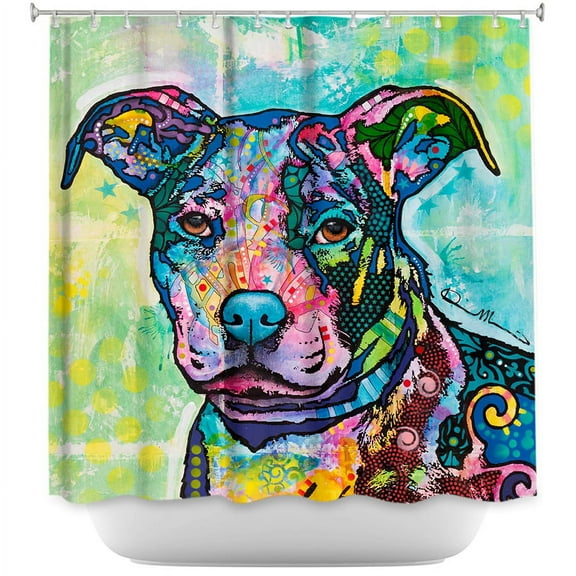 DiaNoche Designs Unique Bathroom Shower Curtains by Dean Russo - Entrancing Dog