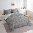 thumbnail image 3 of Feelyou Women Damask Floral Comforter Set 7pcs, Sliver Gothic Crow Queen Bedding Sets, 3 of 8