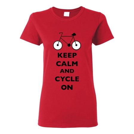 Ladies Keep Calm And Cycle On Cycling Bike Bicycle Funny DT T-Shirt Tee price history on PriceWatchPro