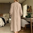 thumbnail image 6 of UKHCCC Plus Size Women's Linen Cotton Loose Fit V-Neck Midi Dress with Pockets Casual Summer Flowy A-Line Silhouette Solid Button Detail S-3XL, 6 of 9