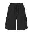 thumbnail image 7 of biudgviw Women's Sweat Shorts with Multi Pockets Drawstring Elastic Waist Cargo Shorts Comfy Textured Baggy Shorts for Gym Workout, 7 of 7