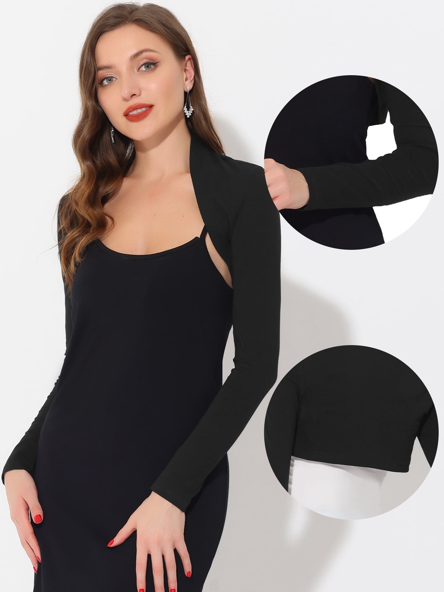 DARING DIVA Elegant Solid Color Bolero Shrug XS Black XL Black