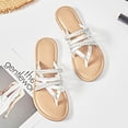 thumbnail image 4 of Women's Casual Flat Slide Sandals Criss Cross Strappy Open Toe Beach Thong Sandals., 4 of 6