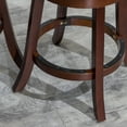 thumbnail image 6 of 24" Counter Height Swivel Stool, Velvet Upholstered Barstools with Slat Back, Round Seat and Footrest, Leisure Bar Chairs Solid Wood Dining Chair for Kitchen Island Pub, Cherry+Beige Fabric Seat, 6 of 6
