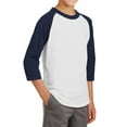 thumbnail image 4 of Mafoose Youth 3/4 Sleeves Colorblock Raglan Baseball Soft Jersey White/ Navy YT200 L, 4 of 5