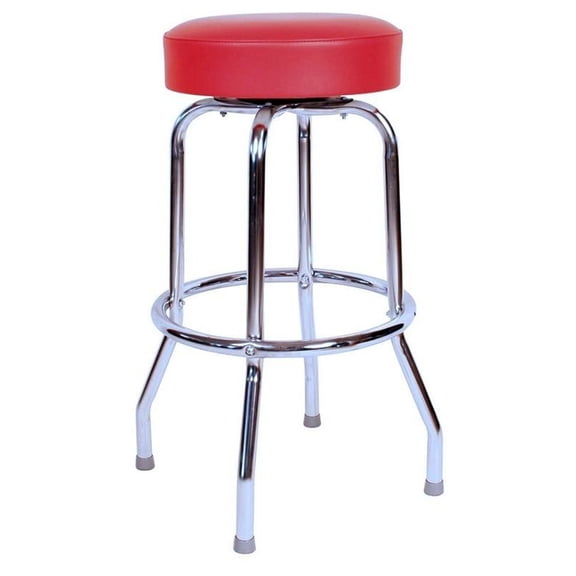 Chrome Swivel Stool - Commercial Grade Padded Seat - 24 Inch Height