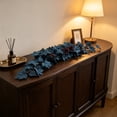 thumbnail image 6 of Tibetan Blue Artificial Maple Leaf Vines, White and Navy Plastic Hanging Fall Leaf Garland, 175cm Long Staircase, Dining Table, Fireplace All Season Decoration, 6 of 7