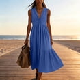 thumbnail image 5 of Kezqiaxn Wedding Guest Dresses for Women Fashion Ruched Sleeveless Midi Dress Flowy Casual Sundress Summer Clothes, 5 of 6