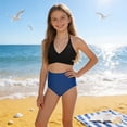 thumbnail image 5 of jobturf Swimsuit for Girls Trendy Halter Bikini Top with Underwear 2 Piece Set Beach Vacation Bathing Suits Bikinis Sets for Kids 2-11 Years, 5 of 8