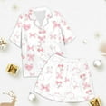 thumbnail image 4 of FhsagQ Ensembles pour Filles Ensembles 2 Pcs Pyjamas pour Enfants Enfants Imprimé Graphique Chemise à Boutons à Manches Courtes Shorts Ensemble de Pyjama Fille Tenues de Printemps Taille 10-12 8-9 Ans, 4 of 5