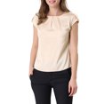 thumbnail image 5 of INSPIRE CHIC Women's Cap Sleeve Silky Blouse Round Neck Pleated Casual Elegant Top L Beige, 5 of 7