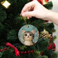 thumbnail image 6 of Funny Christmas Ornament,Charming Blossom - Backed Kitty,Xmas Round Ceramic Pendant, 6 of 6