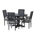 thumbnail image 2 of Noble House Bryan Fabric Upholstered Wood and Cane 5 Piece Circular Dining Set, Gray, 2 of 13