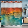 thumbnail image 6 of No Hook Shower Curtains with Snap-in Liner Set, Abstract Waterproof Hotel Style Bathroom Shower Curtain, Orange Teal Green Gradient Fluid Modern Oil Painting Mesh Top Bath Curtains 66''x72'', 6 of 9