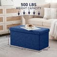 thumbnail image 3 of GMNIU Folding Storage Ottoman, 30 Inch Large Storage Bench with Lid, Foot Rest Stool for Bedroom, Living Room, Entryway, Tufted Linen Upholstered - Navy Blue, 3 of 9