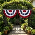 thumbnail image 6 of Beautynvta 2 Pcs American Pleated Fan Flag, 4th of July Decorations, Patriotic Fourth of July Banner, Red White and Blue American Flag Bunting for Outside Porch Garden Decor, 6 of 7