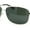 Silver - Green, variant on Mens Narrow Rectangle Spring Hinge Luxe Officer Metal Rim Sunglasses All Black