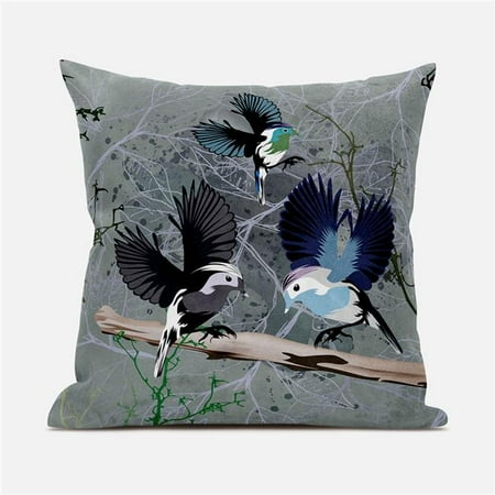 

Amrita Sen Designs CAPL709FSDS-BL-18x18 18 x 18 in. Flying Birds Suede Blown & Closed Pillow - Off White & Green