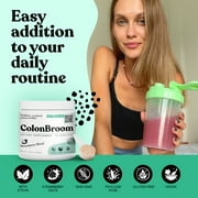 ColonBroom Psyllium Husk Powder Colon Cleanser - Fiber Supplement, Strawberry Flavor, 40 Servings