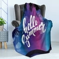 thumbnail image 4 of Hello Summer Soft Flannel Fleece Throw Blanket, Vivid Colors of the Night with Palm Tree Silhouettes and Ocean Waves Retro, Cozy Plush for Indoor and Outdoor Use, 50" x 70", Multicolor, by Ambesonne, 4 of 5