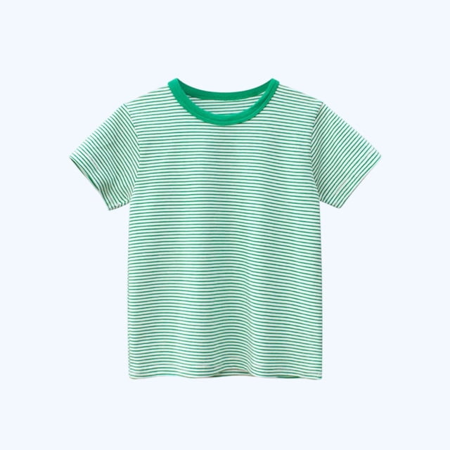 Blusas y camisas de manga corta con cuello redondo Camiseta de rayas de manga corta con cuello redondo de verano para niños Top informal versátil para bebés para usar al aire libre Conjunto de poliést