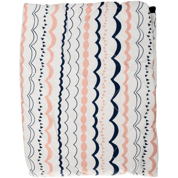Bacati Olivia Tribal Garland Coral Navy Quilted Changing Pad Cover Wrapper