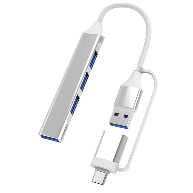 Station d'Accueil Type C vers USB 3.0 4 Ports 4-en-1 Ultra Mince Répartiteur USB Plug and Play Compatible avec MacBook Pro/Air Surface Pro PS4 XPS PC Clé USB