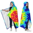 thumbnail image 2 of Wearable Blanket,Rainbow Tie Dye Mandala Pattern Hooded Wearable Flannel Blanket for Adults & Teens,Winter Poncho Shawl Wrap Cape Cozy Anti-Pill,50"x60", 2 of 2
