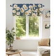 thumbnail image 5 of Valance Curtains for Windows Chrysanthemum Flowers Floral Kitchen Curtians Window Treatment Branch Leaves Blue Topper Curtain Rod Pocket Valances for Kitchen Bathroom Living Room 54x18in, 5 of 9