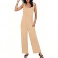 thumbnail image 2 of Sentmoon Womens Jumpsuits Dressy Sleeveless Crew Neck Spring Rompers for Women Solid Color Pleated Regular Fit Overalls for Women Summer for Travel and Holiday S-2XL, 2 of 6